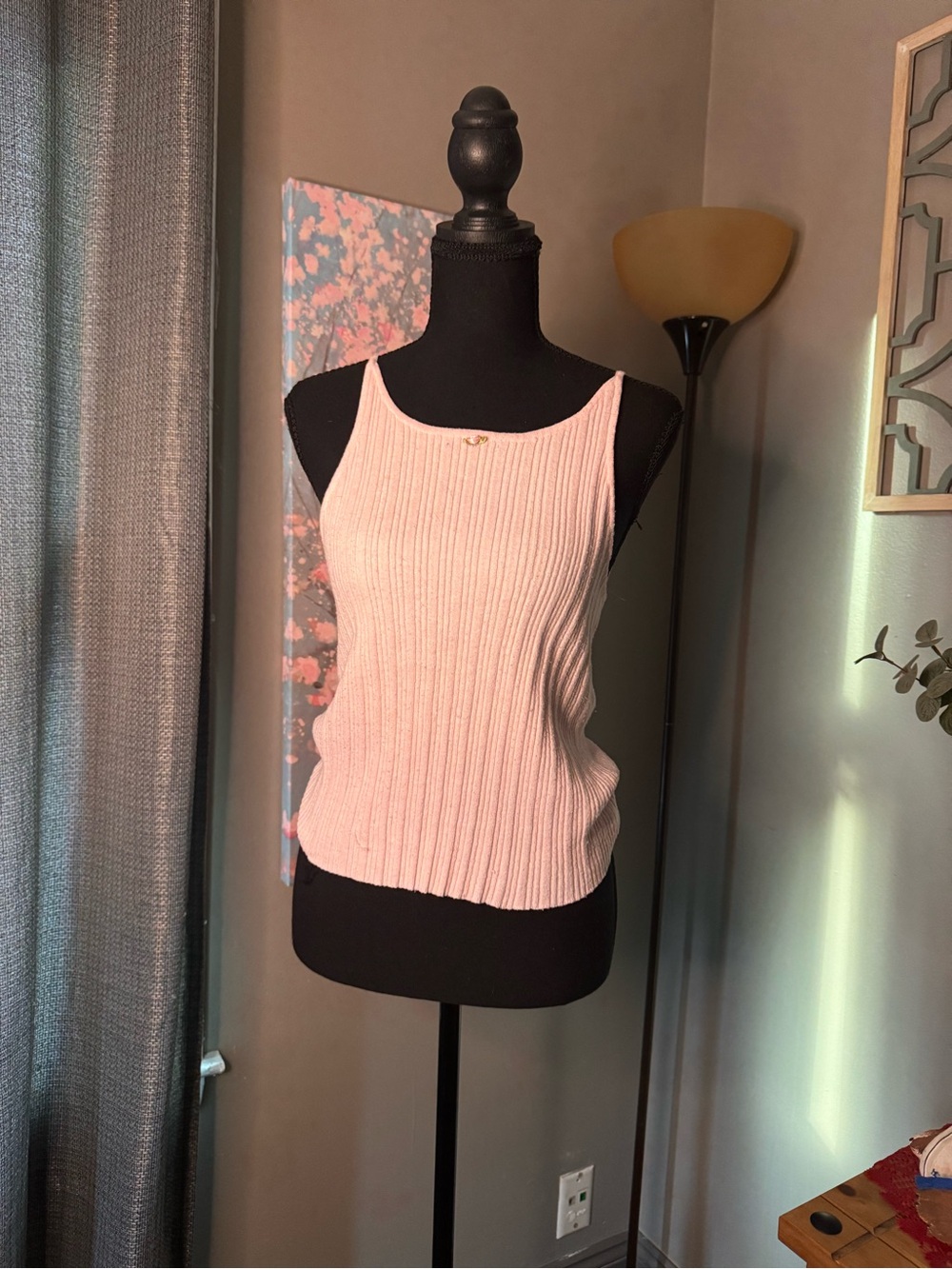 wild fable Pink Ribbed Scoop-Neck Tank